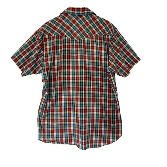 Vintage Wrangler Plaid Button Front Shirt Sz Lrg Tall Western Cowboy Ranch Style - Picture 2 of 10